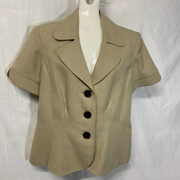 Studio I Jacket 3 Button Cream Business Casual Size 12 - Picture 1 of 10